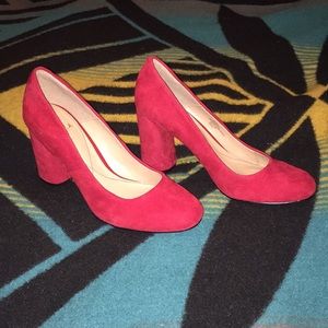Red suede heels